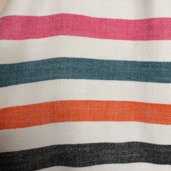 Cashmere Feel Italy Design Bold Colorful Stripe Fringe Scarf Orange Pink White - Picture 2 of 5
